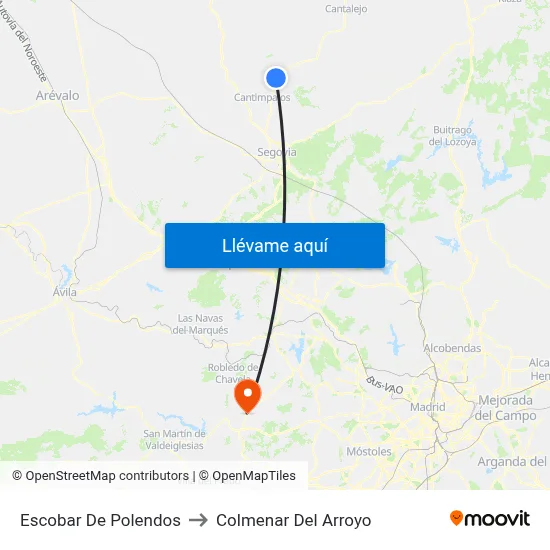 Escobar De Polendos to Colmenar Del Arroyo map