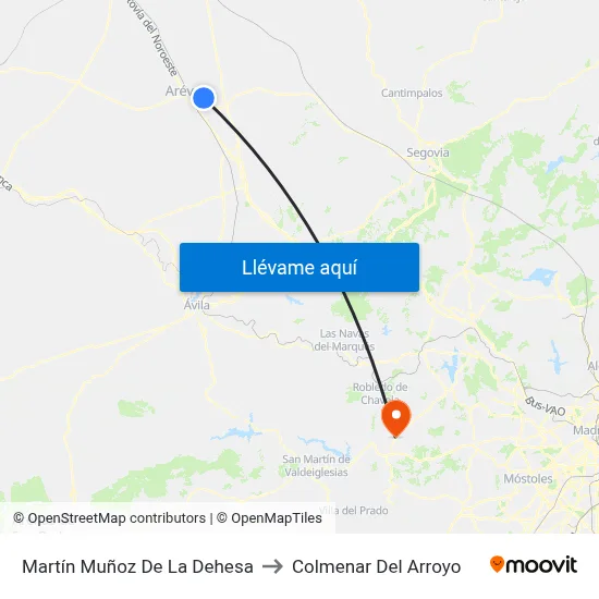 Martín Muñoz De La Dehesa to Colmenar Del Arroyo map