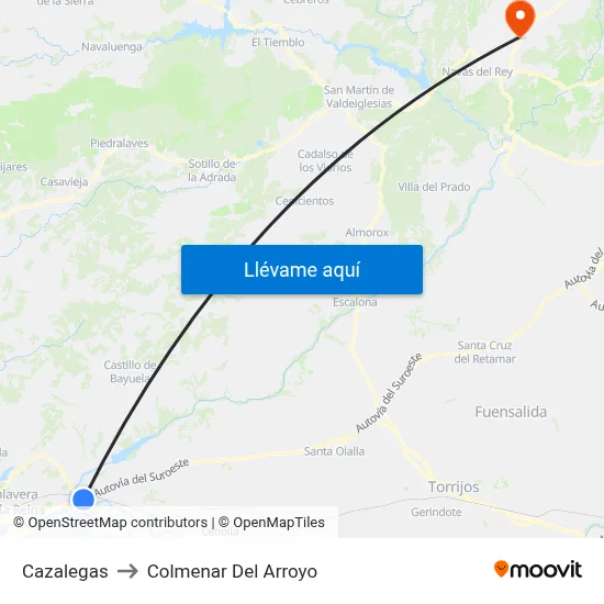 Cazalegas to Colmenar Del Arroyo map