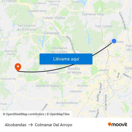 Alcobendas to Colmenar Del Arroyo map