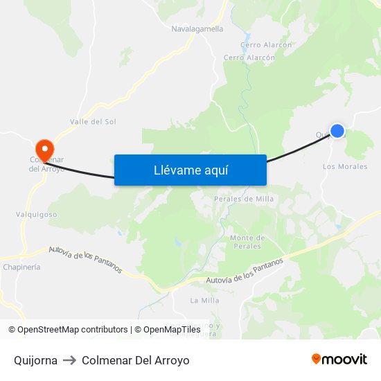 Quijorna to Colmenar Del Arroyo map