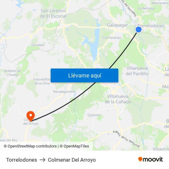Torrelodones to Colmenar Del Arroyo map