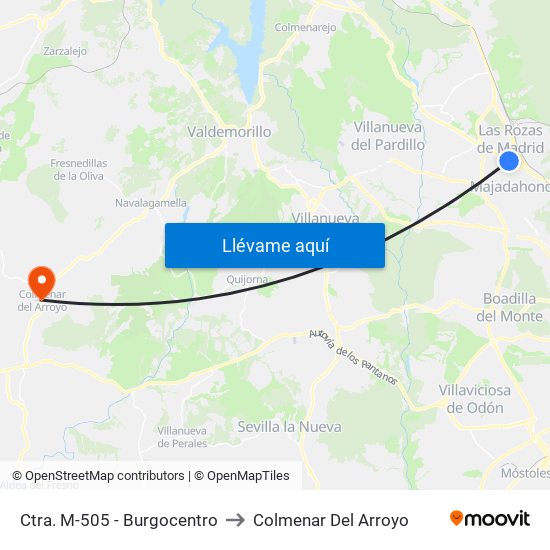 Ctra. M-505 - Burgocentro to Colmenar Del Arroyo map
