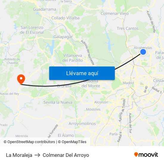 La Moraleja to Colmenar Del Arroyo map