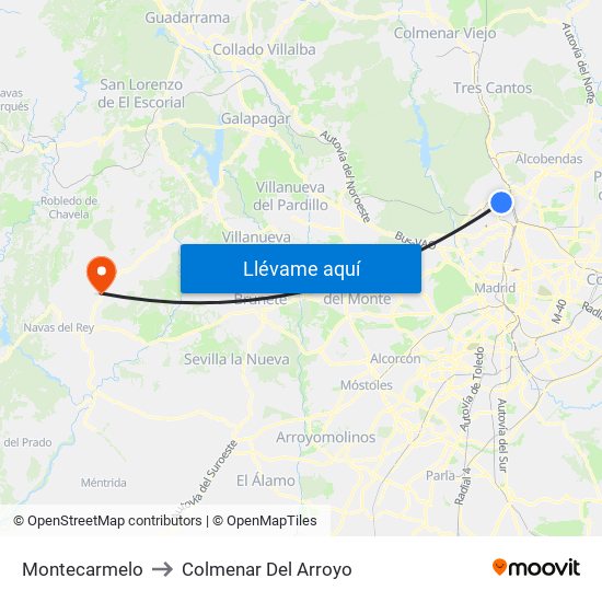 Montecarmelo to Colmenar Del Arroyo map
