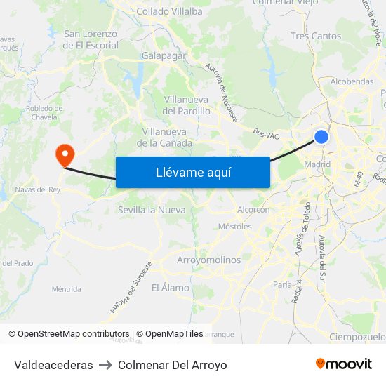 Valdeacederas to Colmenar Del Arroyo map