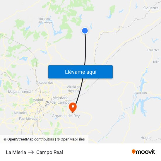 La Mierla to Campo Real map
