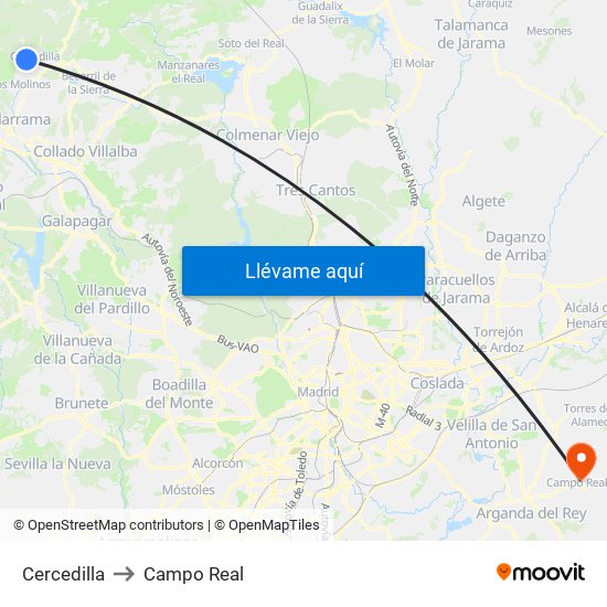 Cercedilla to Campo Real map