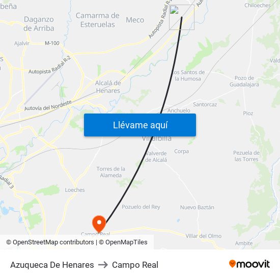 Azuqueca De Henares to Campo Real map