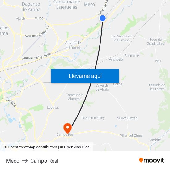 Meco to Campo Real map