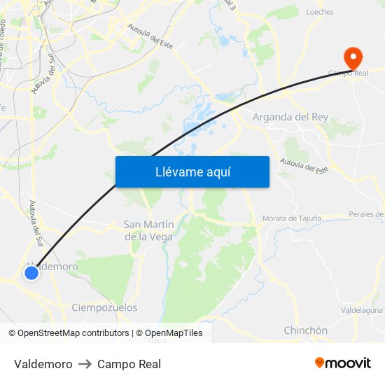 Valdemoro to Campo Real map