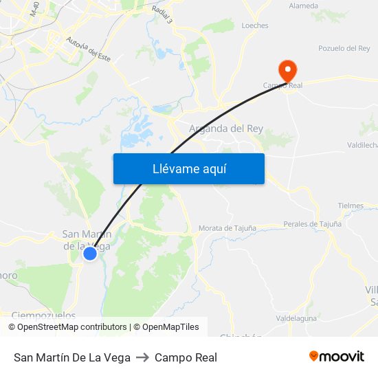 San Martín De La Vega to Campo Real map