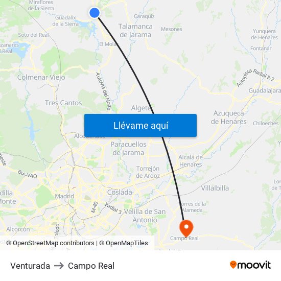 Venturada to Campo Real map