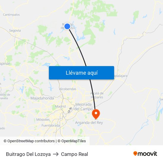 Buitrago Del Lozoya to Campo Real map