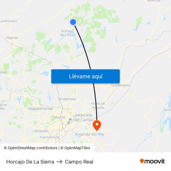 Horcajo De La Sierra to Campo Real map