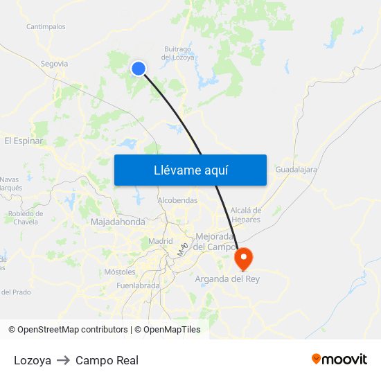 Lozoya to Campo Real map