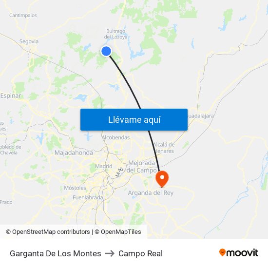 Garganta De Los Montes to Campo Real map