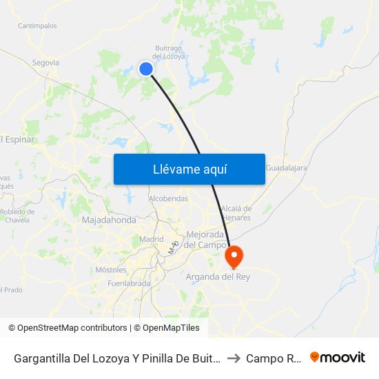 Gargantilla Del Lozoya Y Pinilla De Buitrago to Campo Real map