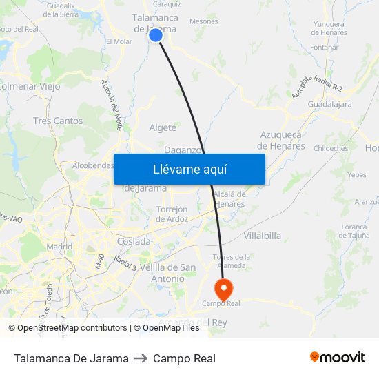 Talamanca De Jarama to Campo Real map