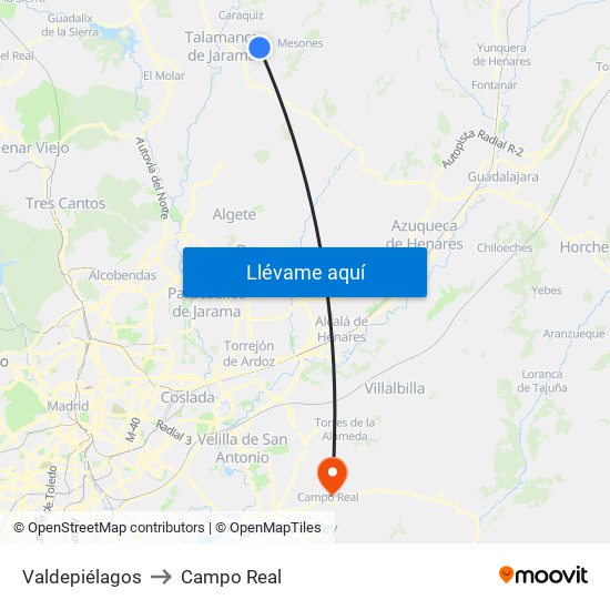 Valdepiélagos to Campo Real map