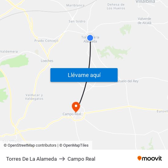 Torres De La Alameda to Campo Real map