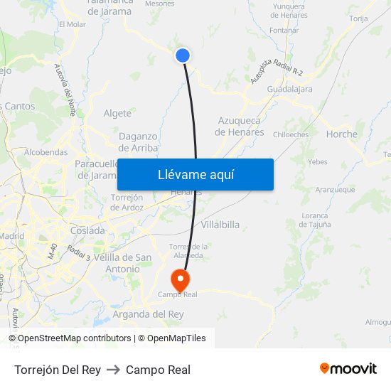 Torrejón Del Rey to Campo Real map