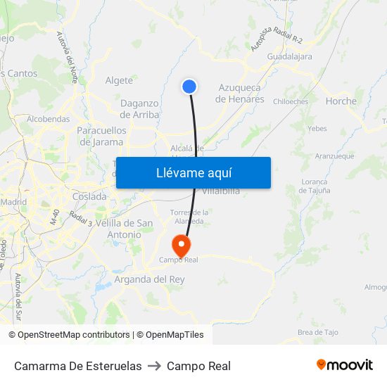 Camarma De Esteruelas to Campo Real map