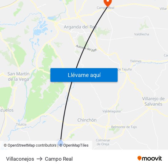 Villaconejos to Campo Real map