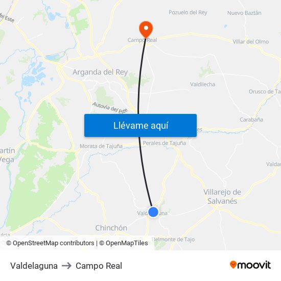 Valdelaguna to Campo Real map