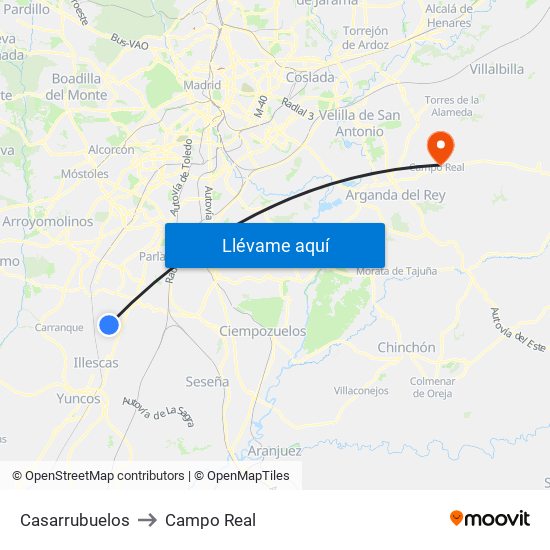 Casarrubuelos to Campo Real map