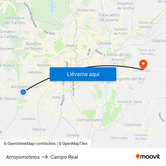 Arroyomolinos to Campo Real map