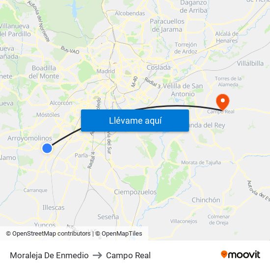 Moraleja De Enmedio to Campo Real map