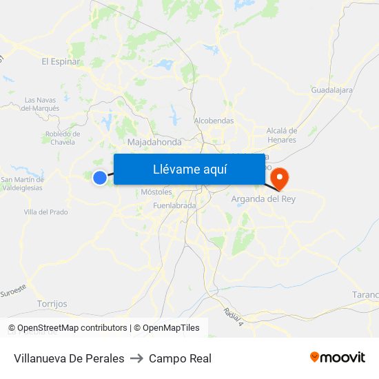 Villanueva De Perales to Campo Real map