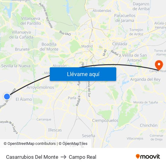 Casarrubios Del Monte to Campo Real map