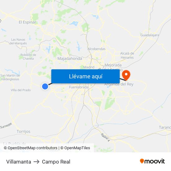 Villamanta to Campo Real map