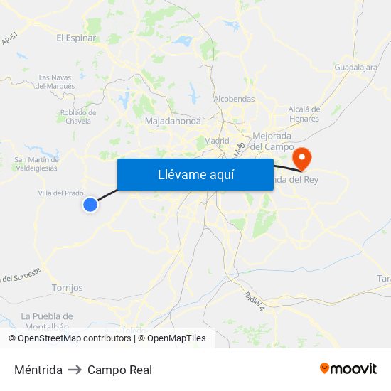 Méntrida to Campo Real map