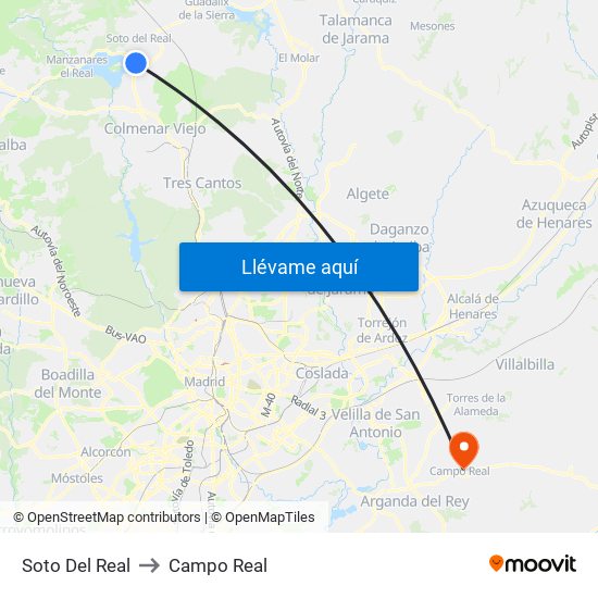 Soto Del Real to Campo Real map