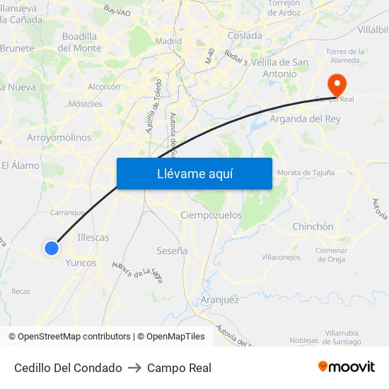 Cedillo Del Condado to Campo Real map