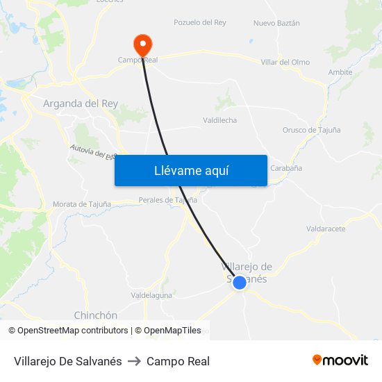 Villarejo De Salvanés to Campo Real map