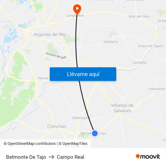 Belmonte De Tajo to Campo Real map