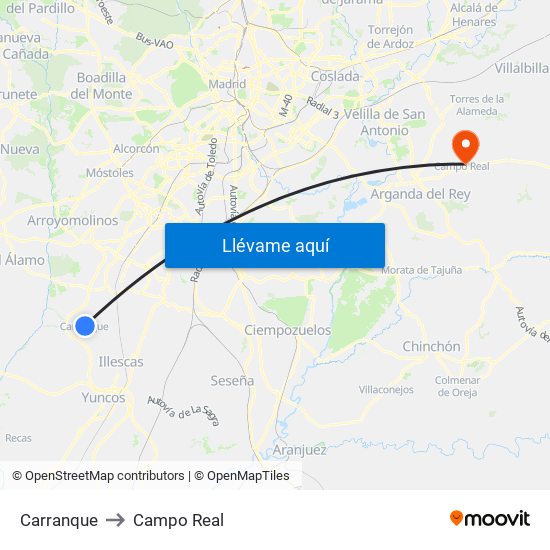Carranque to Campo Real map