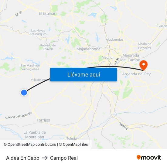 Aldea En Cabo to Campo Real map