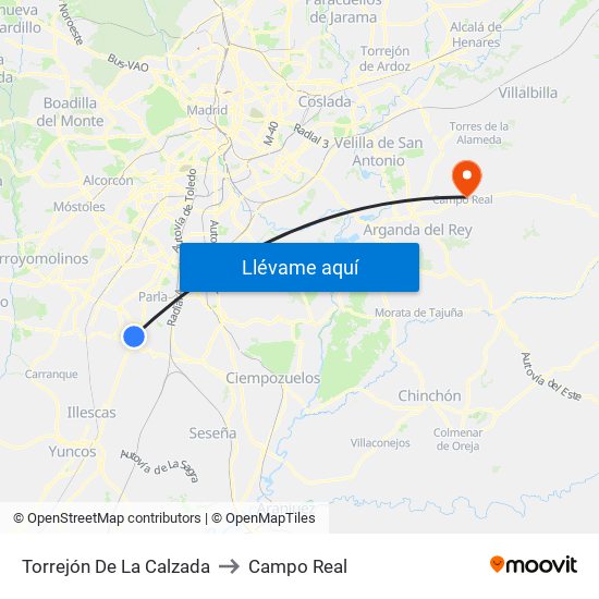 Torrejón De La Calzada to Campo Real map