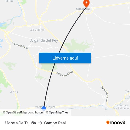 Morata De Tajuña to Campo Real map