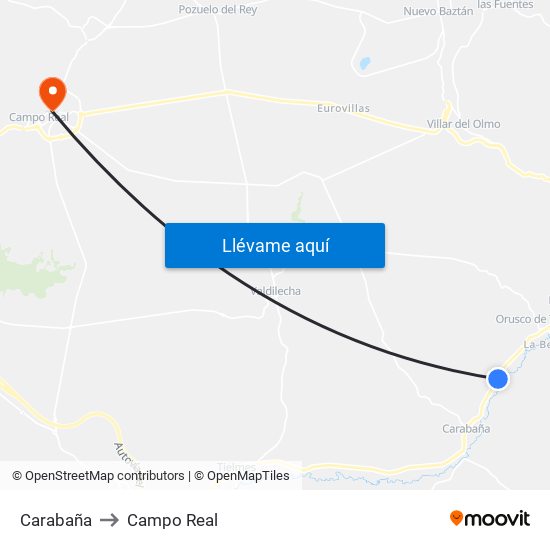 Carabaña to Campo Real map