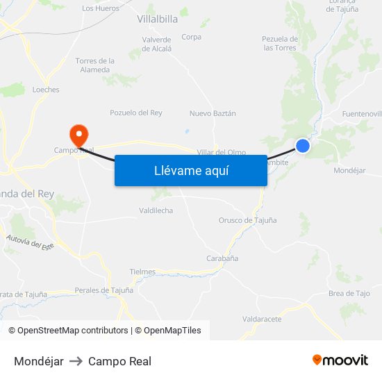 Mondéjar to Campo Real map