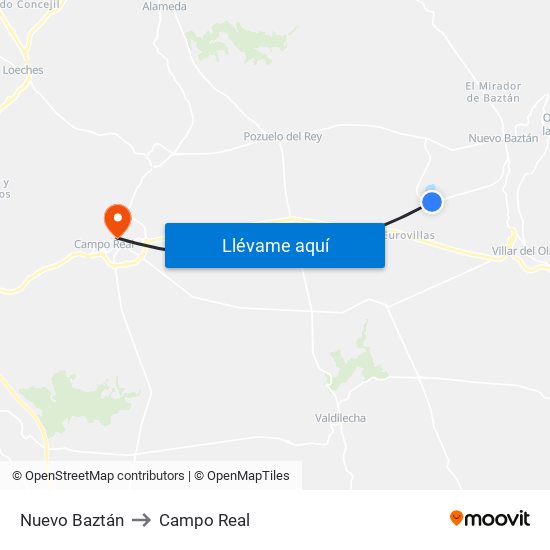 Nuevo Baztán to Campo Real map