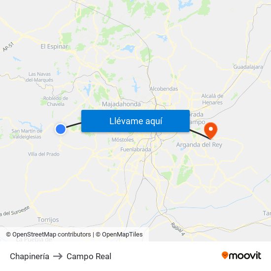 Chapinería to Campo Real map