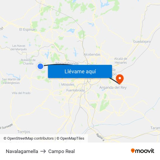 Navalagamella to Campo Real map