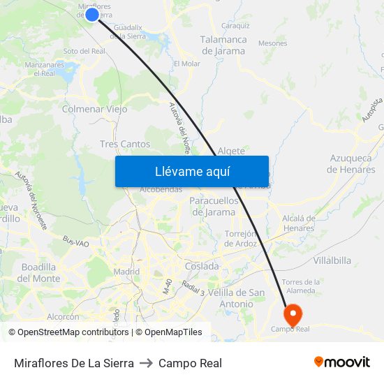 Miraflores De La Sierra to Campo Real map